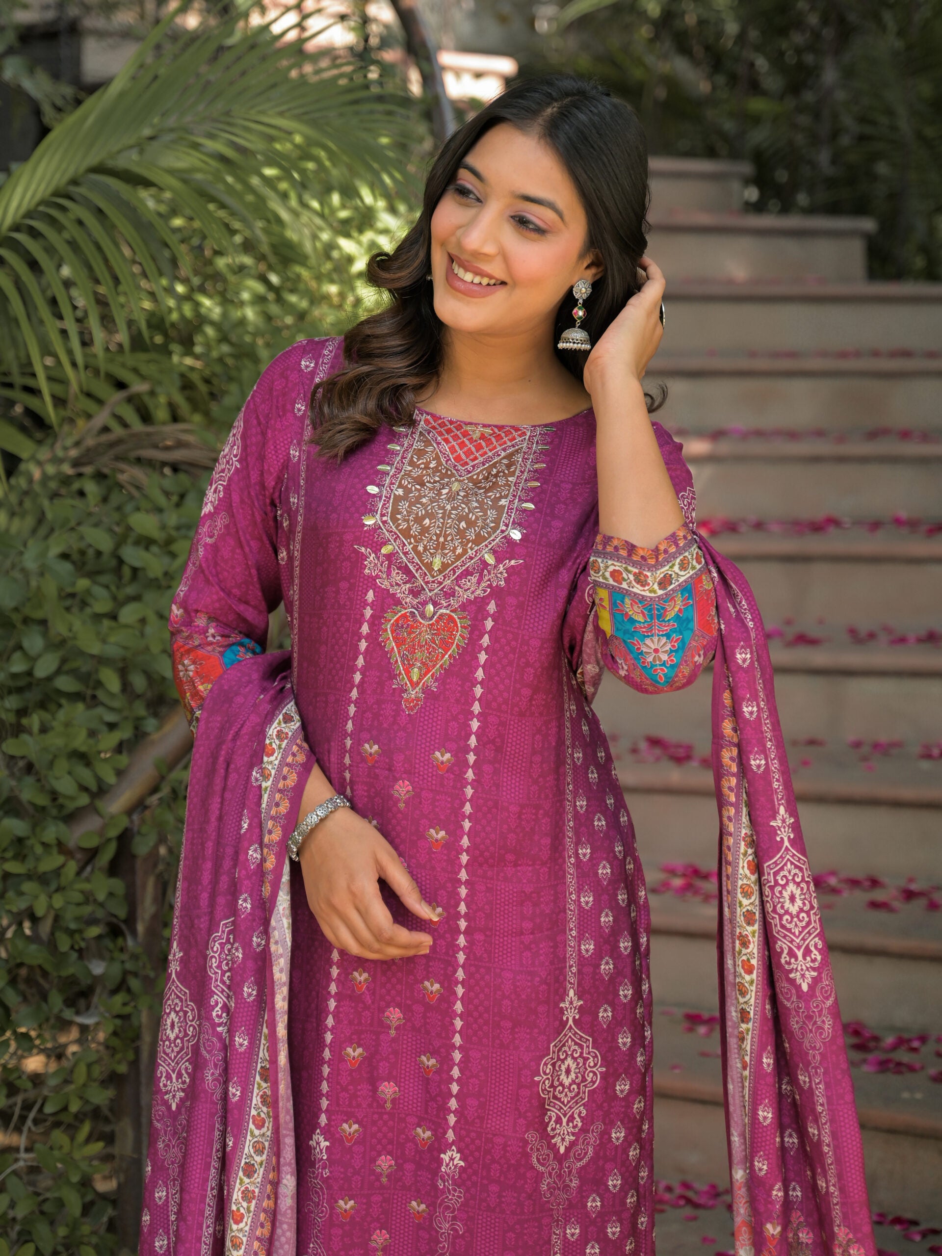 Label Khoj Women Pure viscose maslin with hand work kurta set