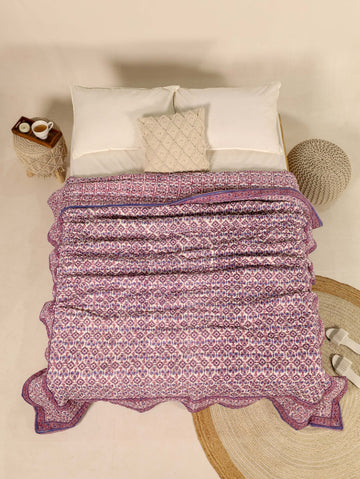 Purple Reversible Quilted Bed Razai