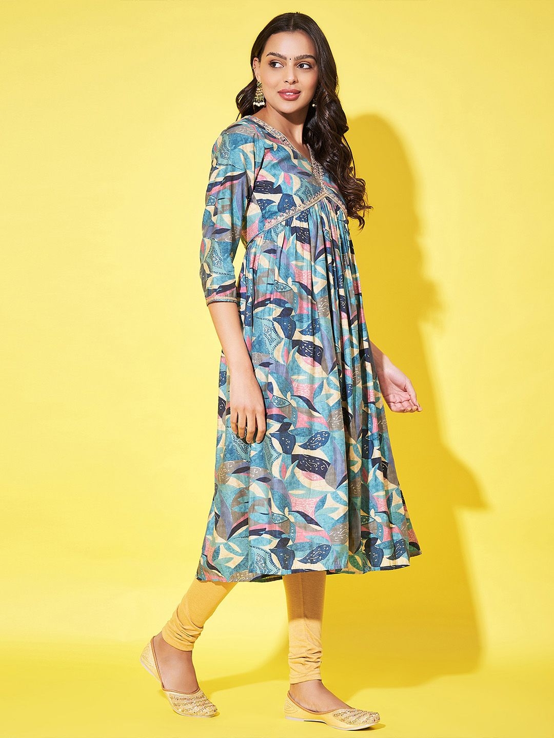 Label Khoj Women Silk Blend Alia Cut Kurta Dress