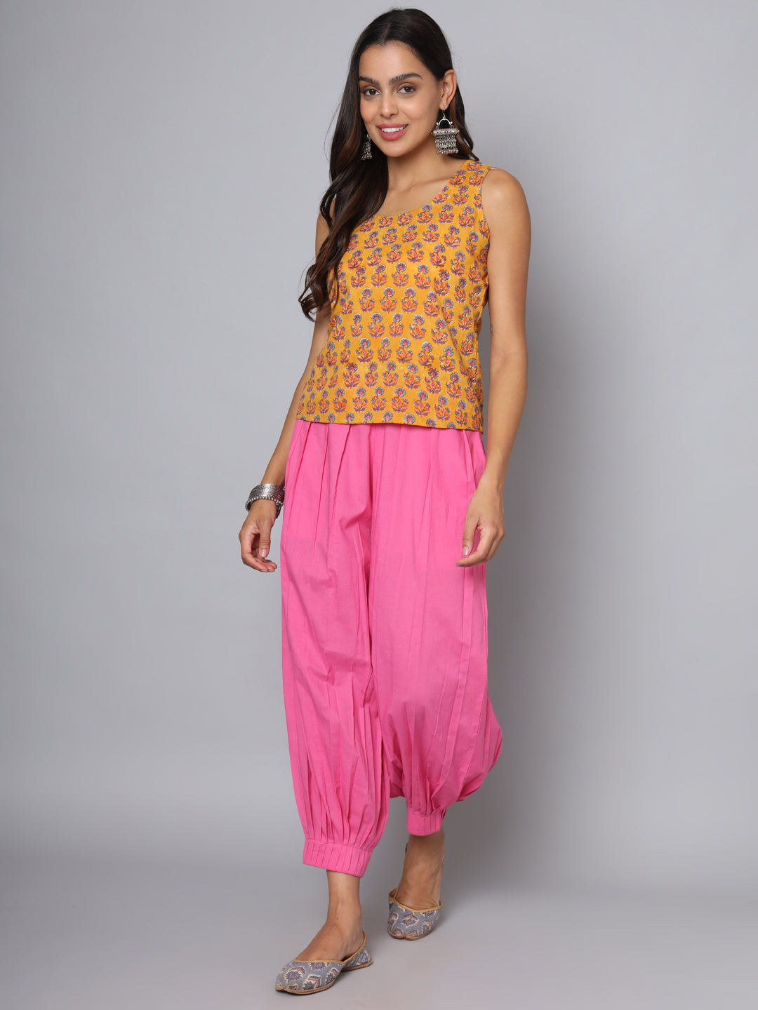 Shuddhi sea green and yellow double top