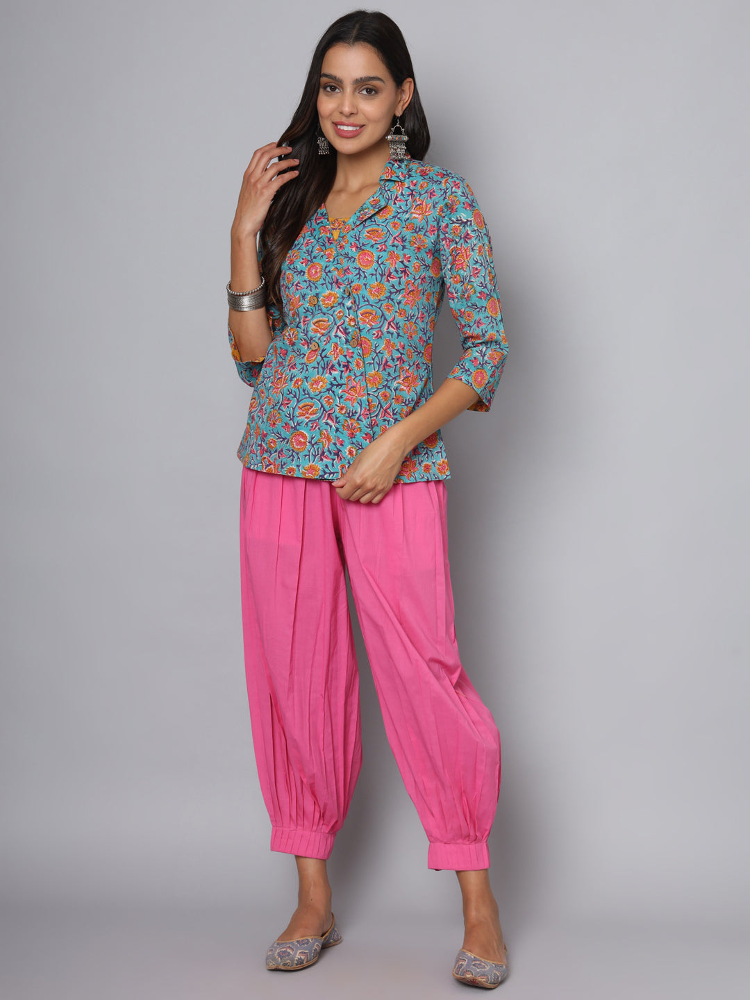 Shuddhi sea green and yellow double top