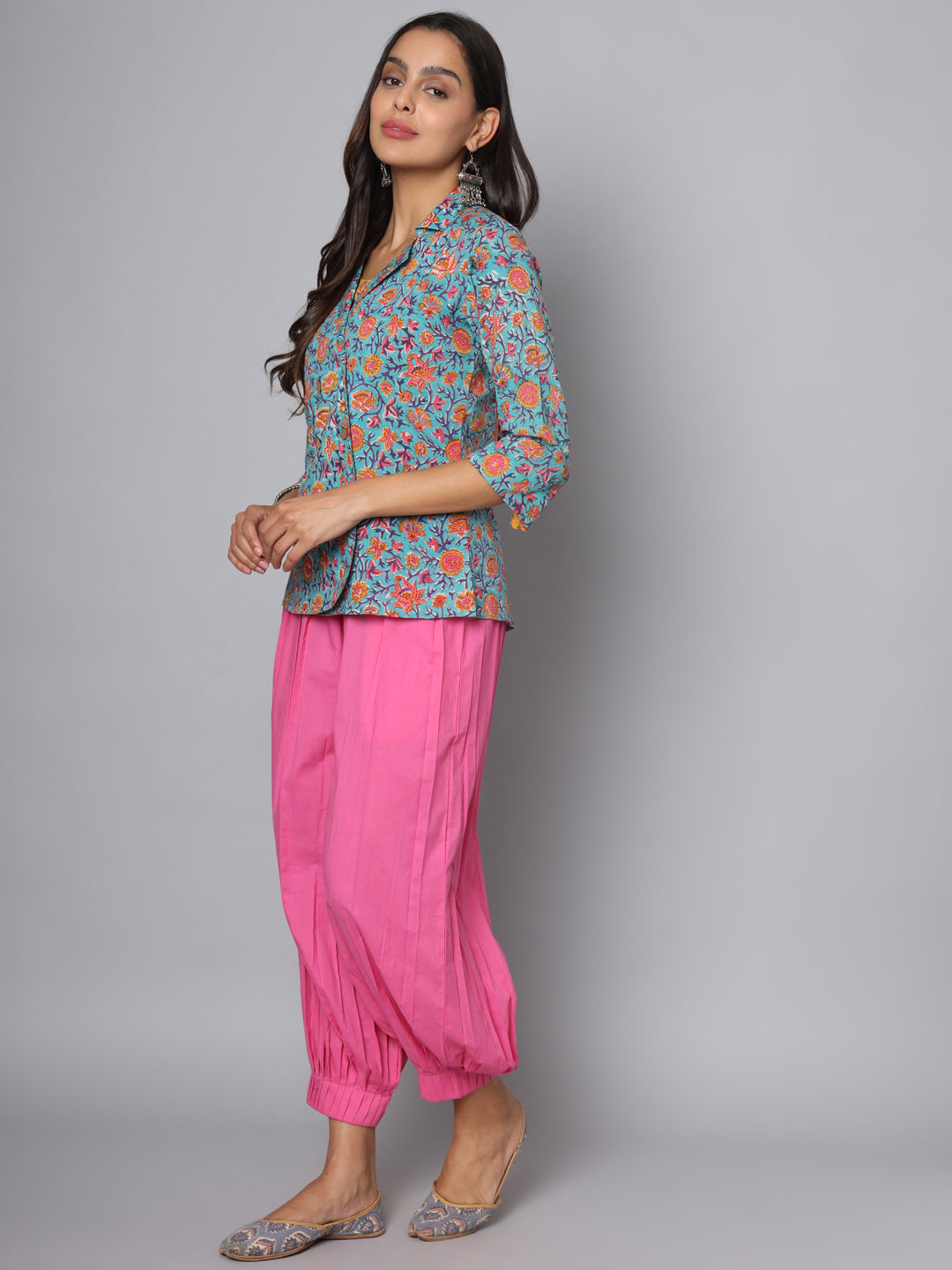 Shuddhi sea green and yellow double top