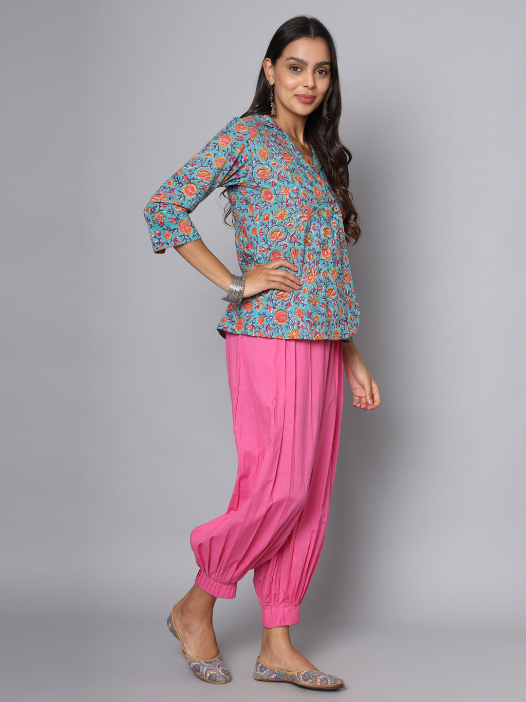 Shuddhi sea green and yellow double top