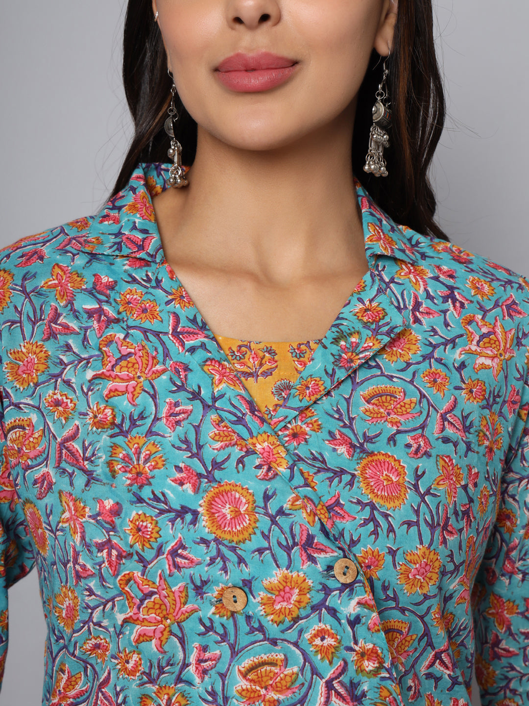 Shuddhi sea green and yellow double top