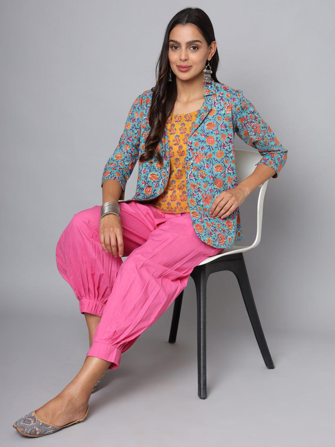 Shuddhi sea green and yellow double top