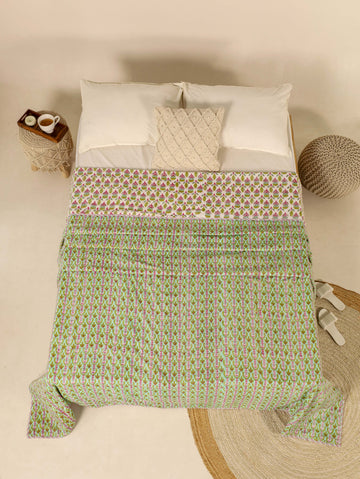 Green Dohar Reversible Bed Spreader