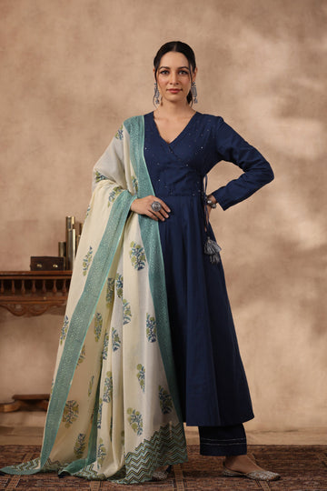 Shuddhi blue color 3 piece set