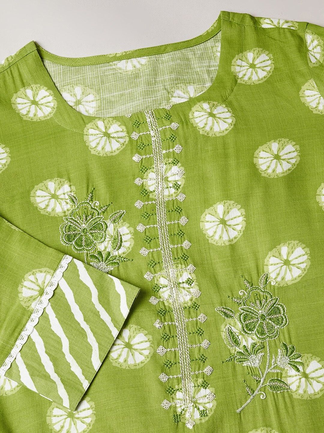 Label Khoj Women Cotton slub kurta, trouser and dupptta set