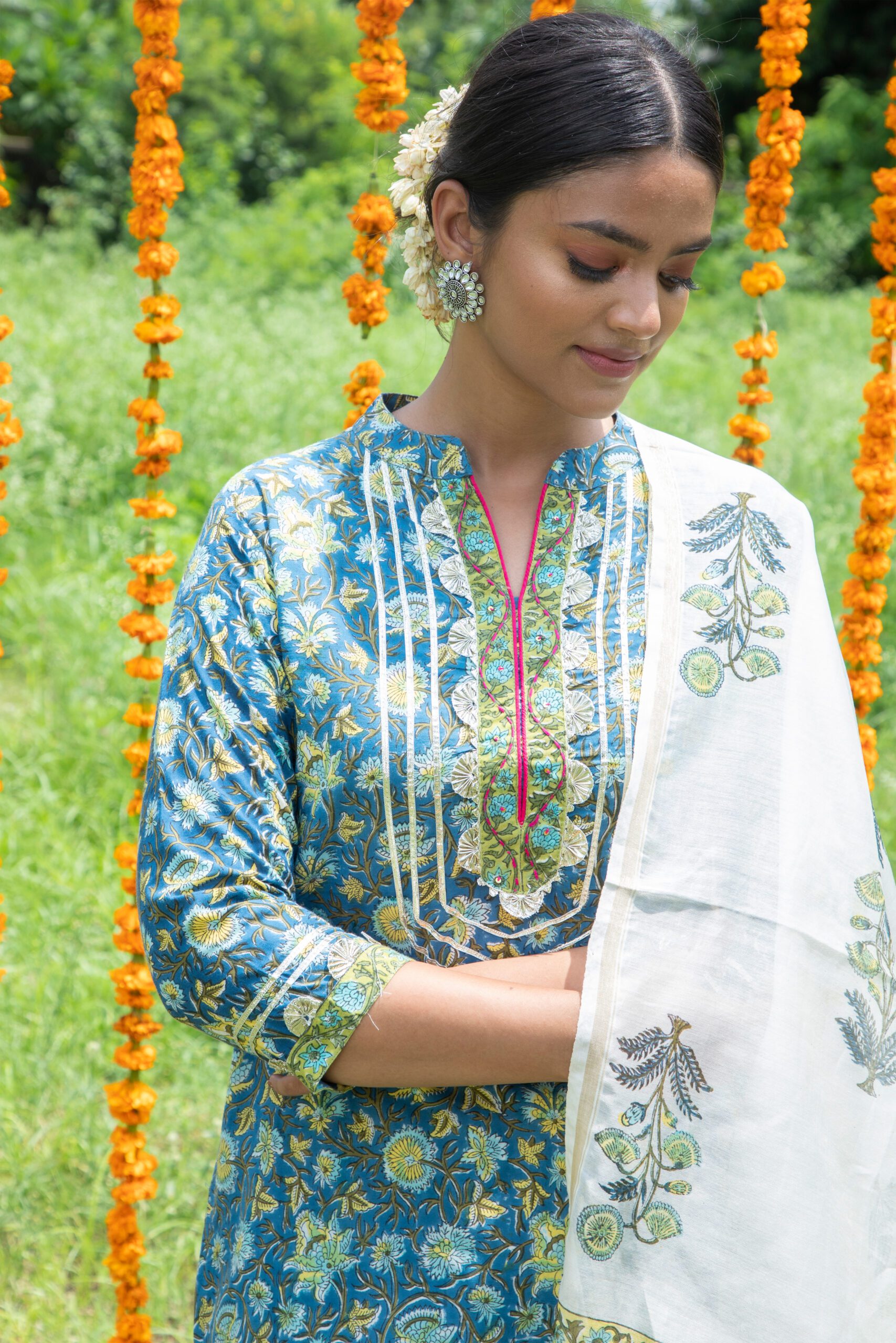 Shuddhi Blue Kurta Full Set