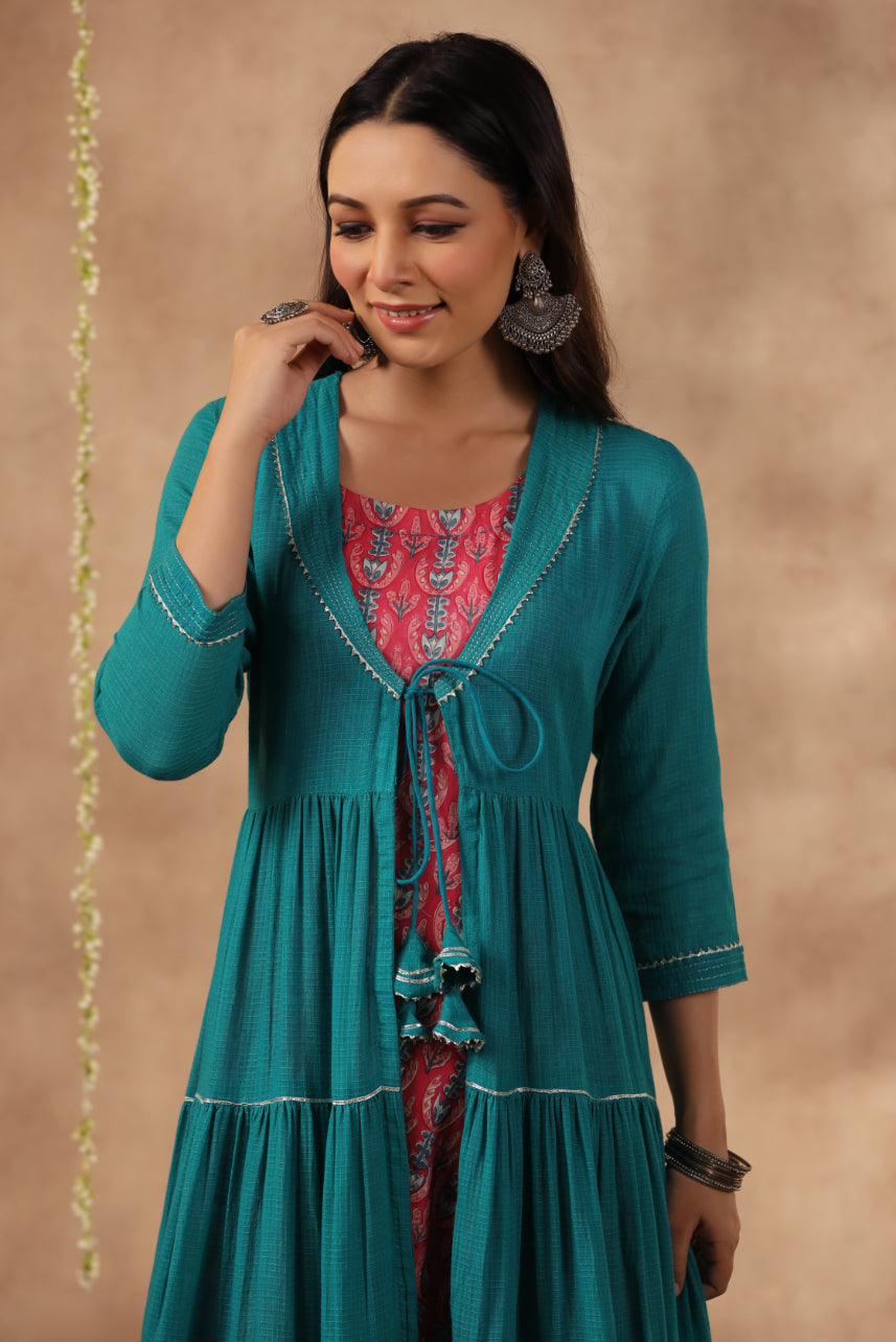 Shuddhi Pink and Blue double dress