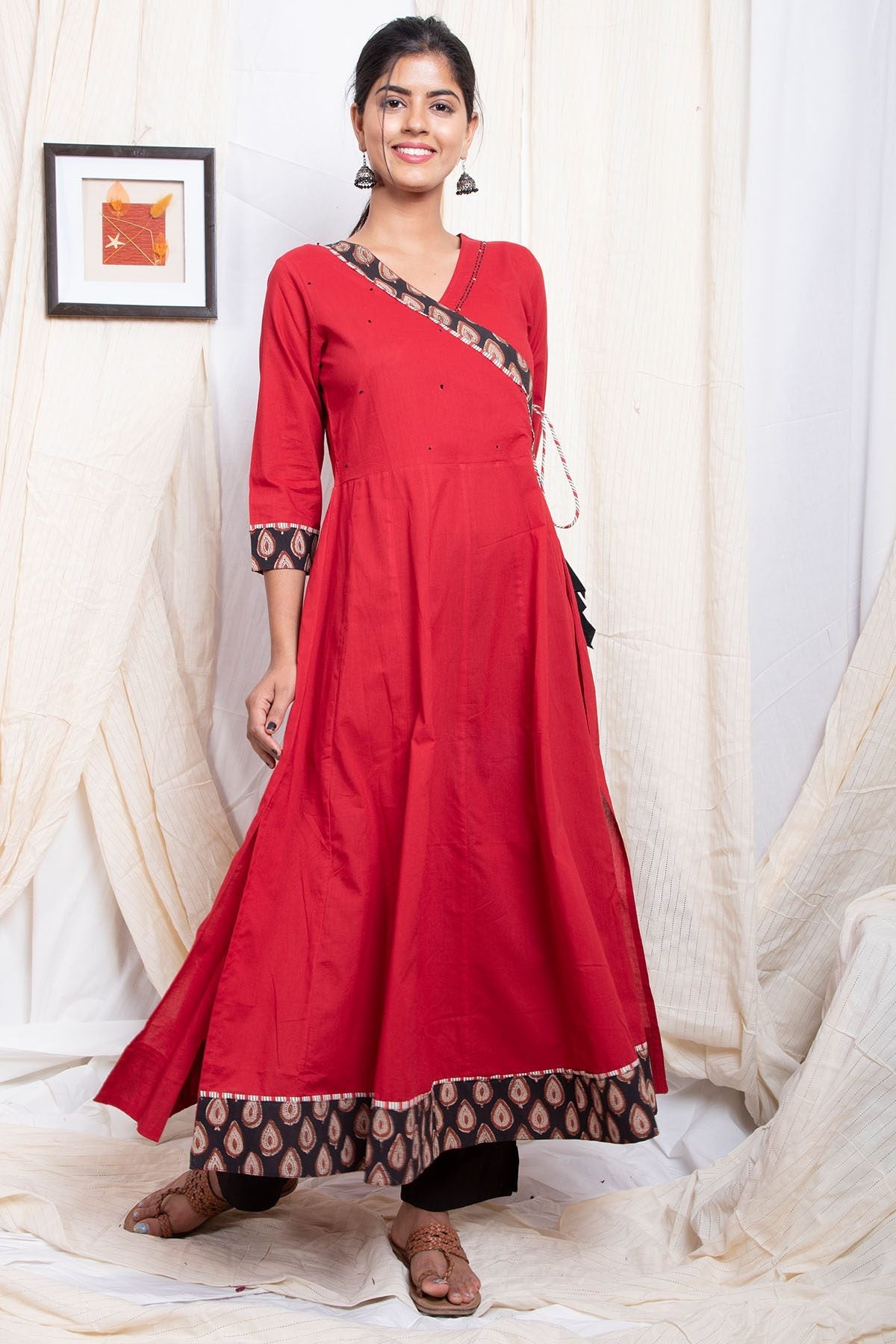 Shuddhi Red Anarkali A line Kurta