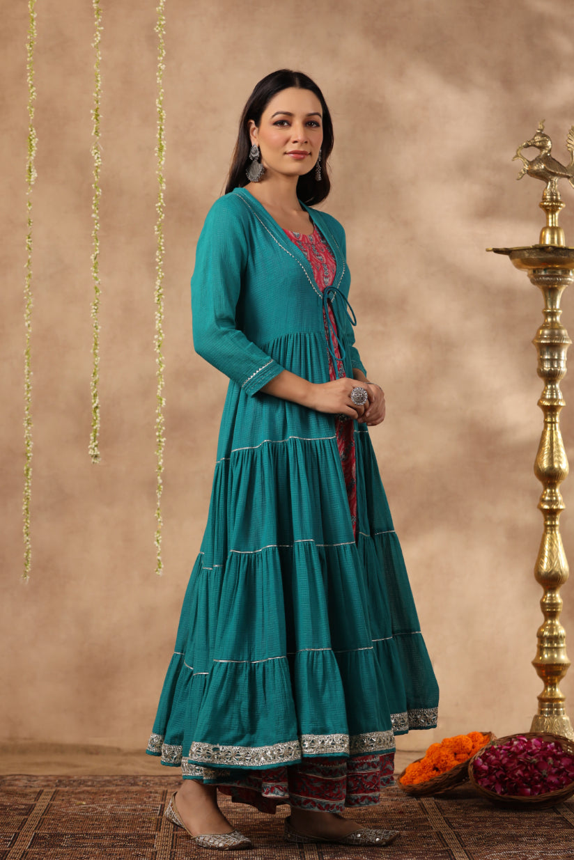 Shuddhi Pink and Blue double dress