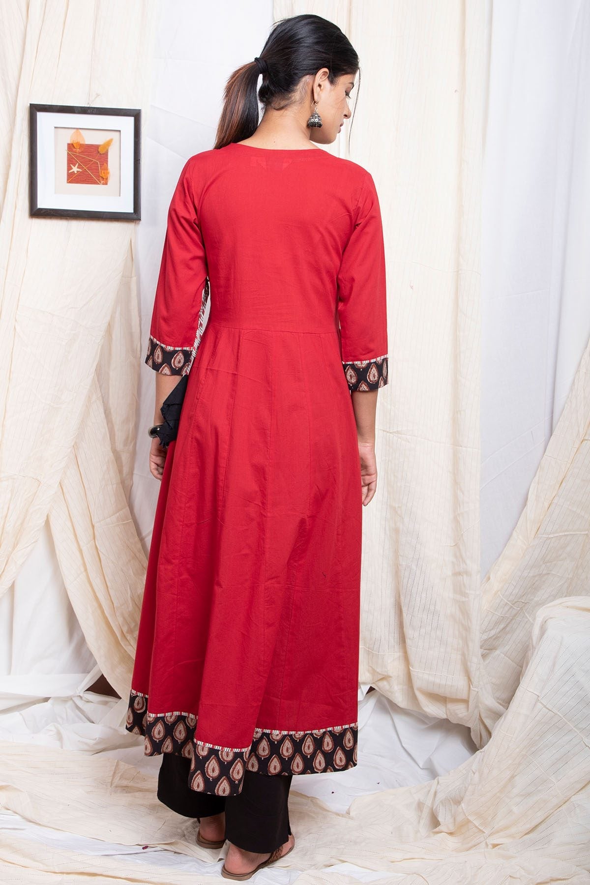 Shuddhi Red Anarkali A line Kurta