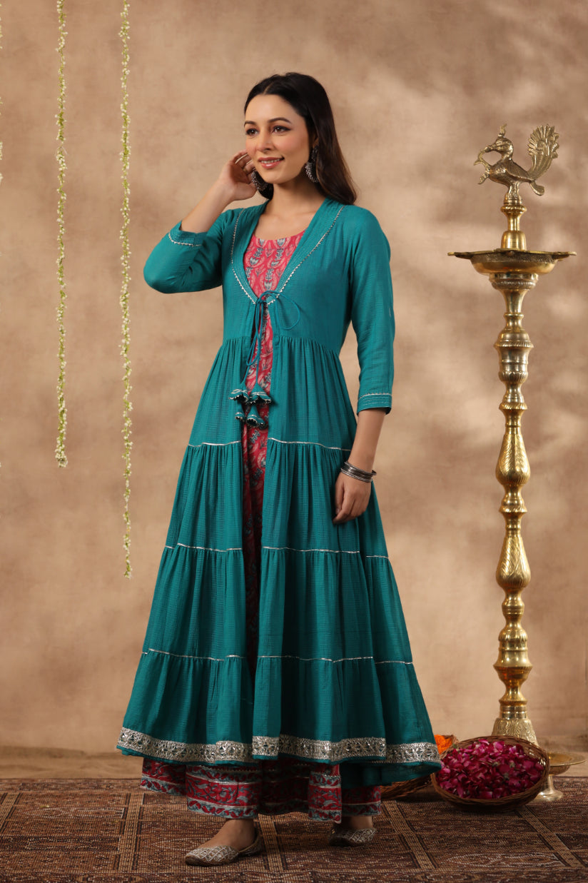 Shuddhi Pink and Blue double dress