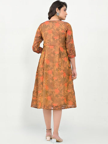 Label Khoj Women Silk Blend Printed Ethnic Dress