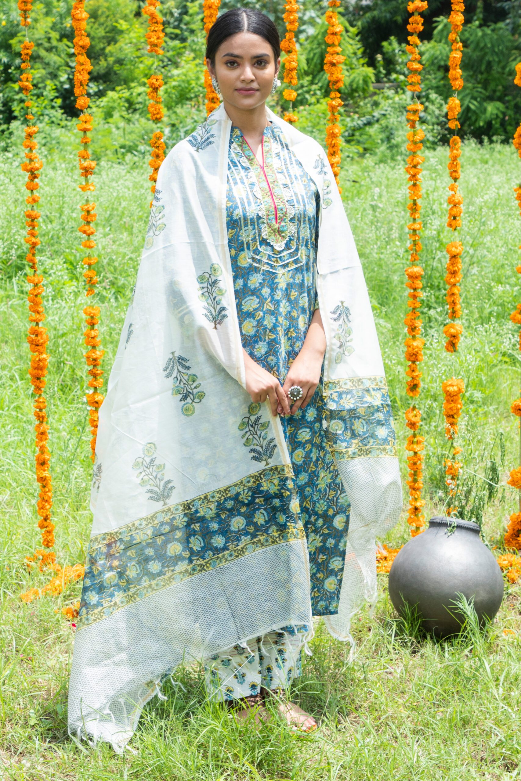 Shuddhi Blue Kurta Full Set