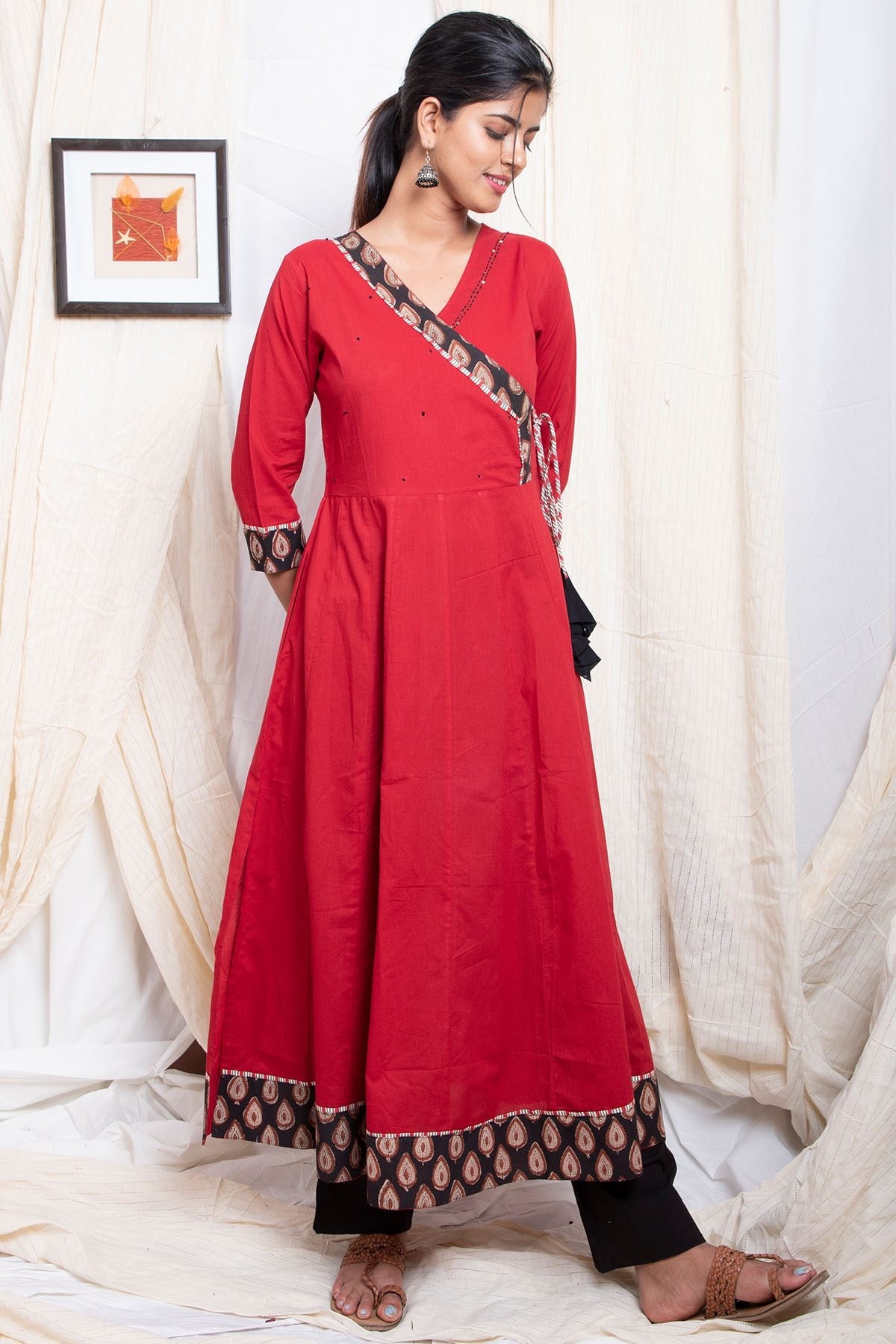 Shuddhi Red Anarkali A line Kurta