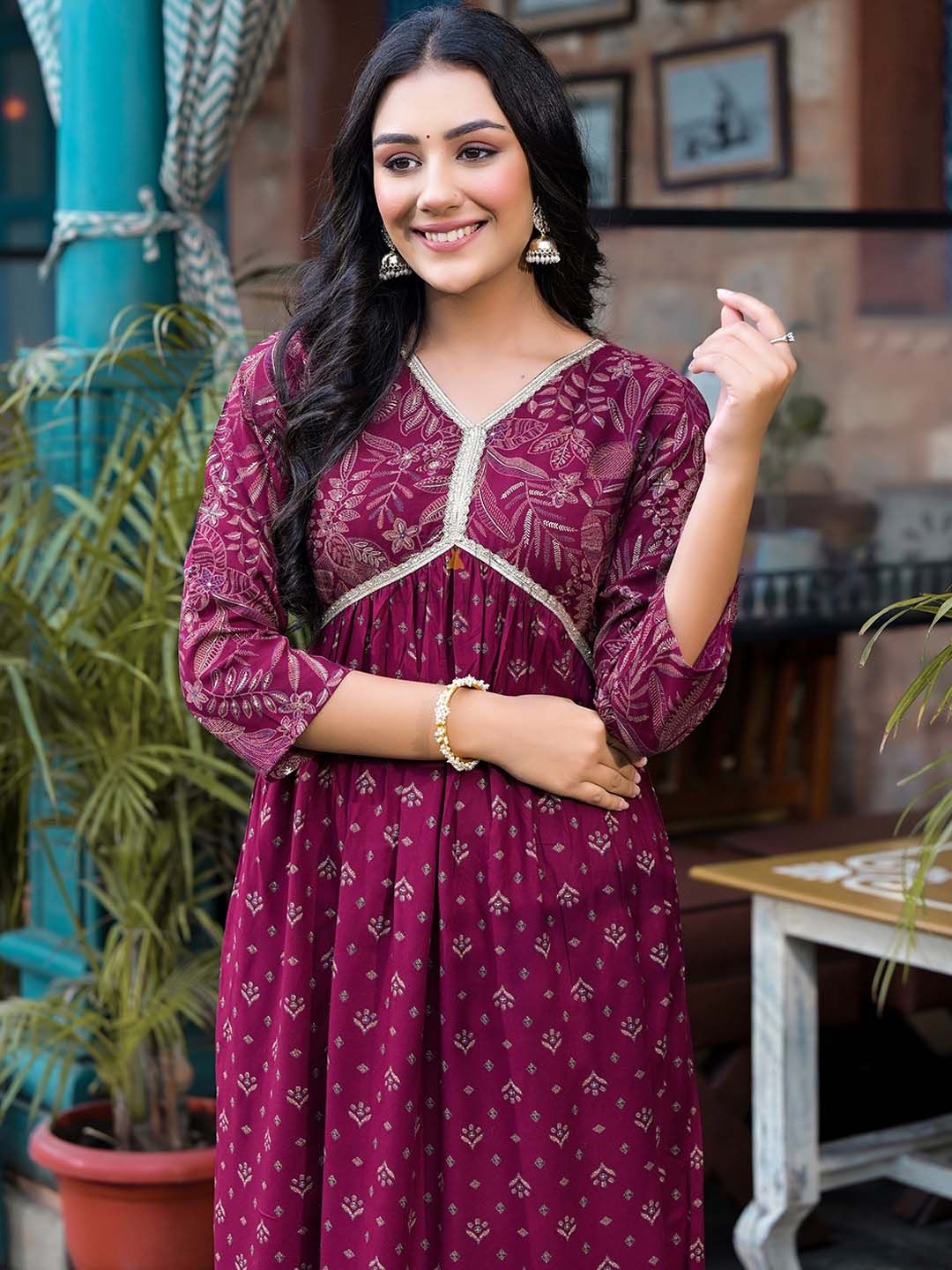 Label Khoj Women Red A line*Alia Kurti With *Pocket