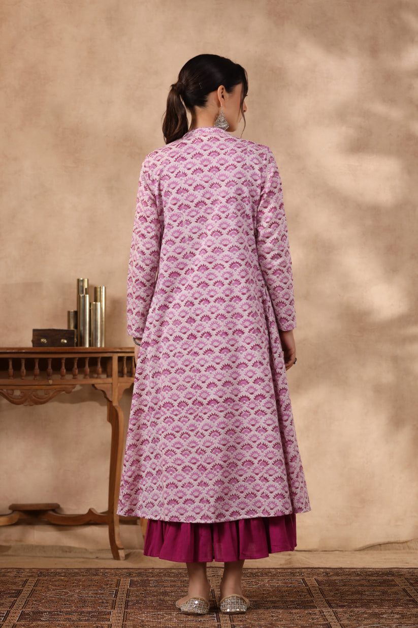 Shuddhi purple and pink jacket double dress.