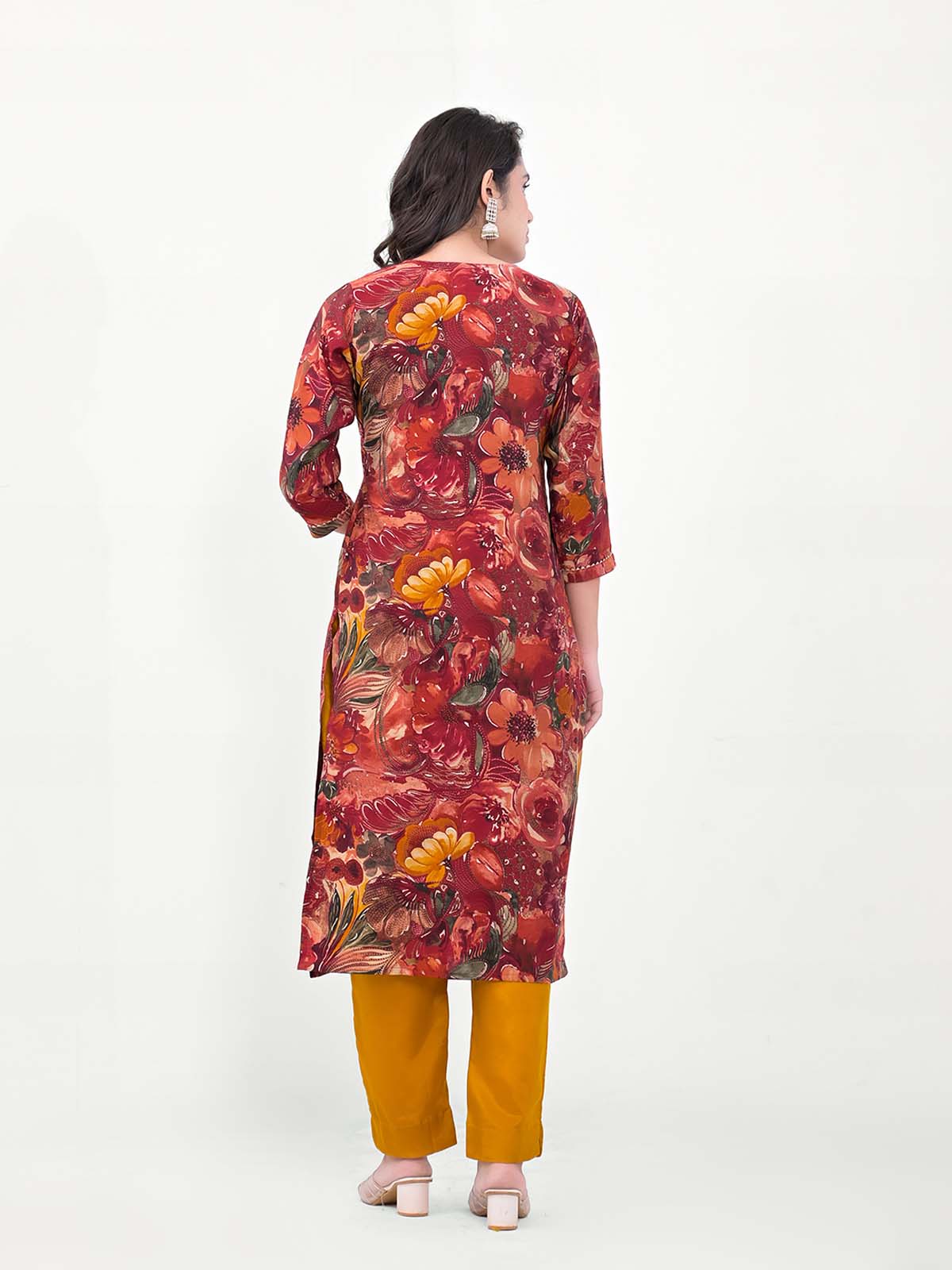 Label Khoj Women Silk blend Kurta ,trouser and dupptta set