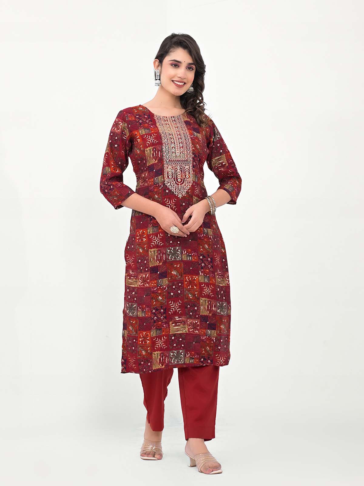 Label Khoj Women Silk blend Kurta ,trouser and dupptta set