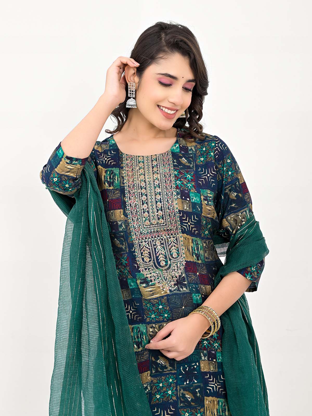 Label Khoj Women Silk blend Kurta ,trouser and dupptta set