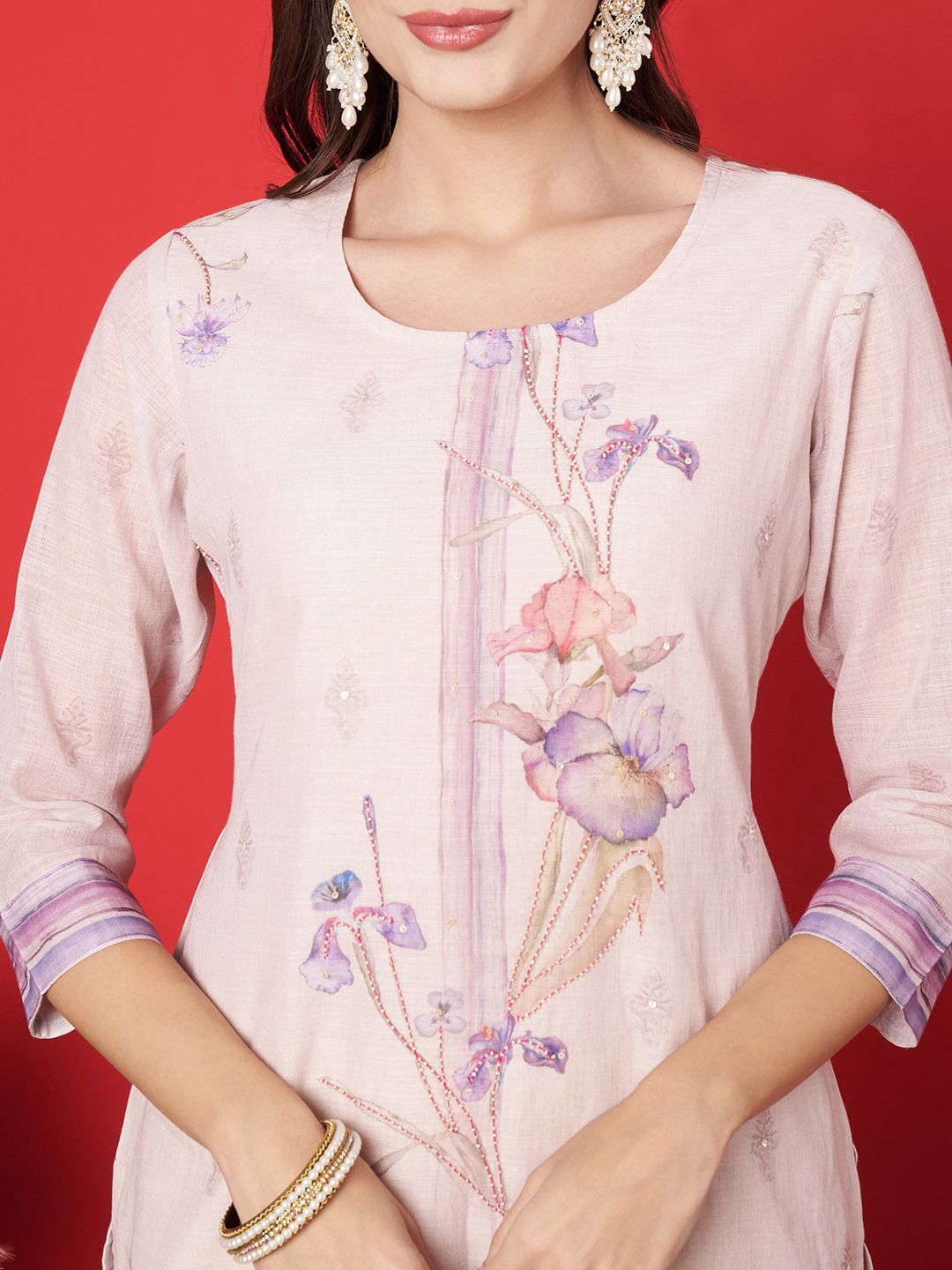 Label khoj Linen kurta with bottom and dupptta set