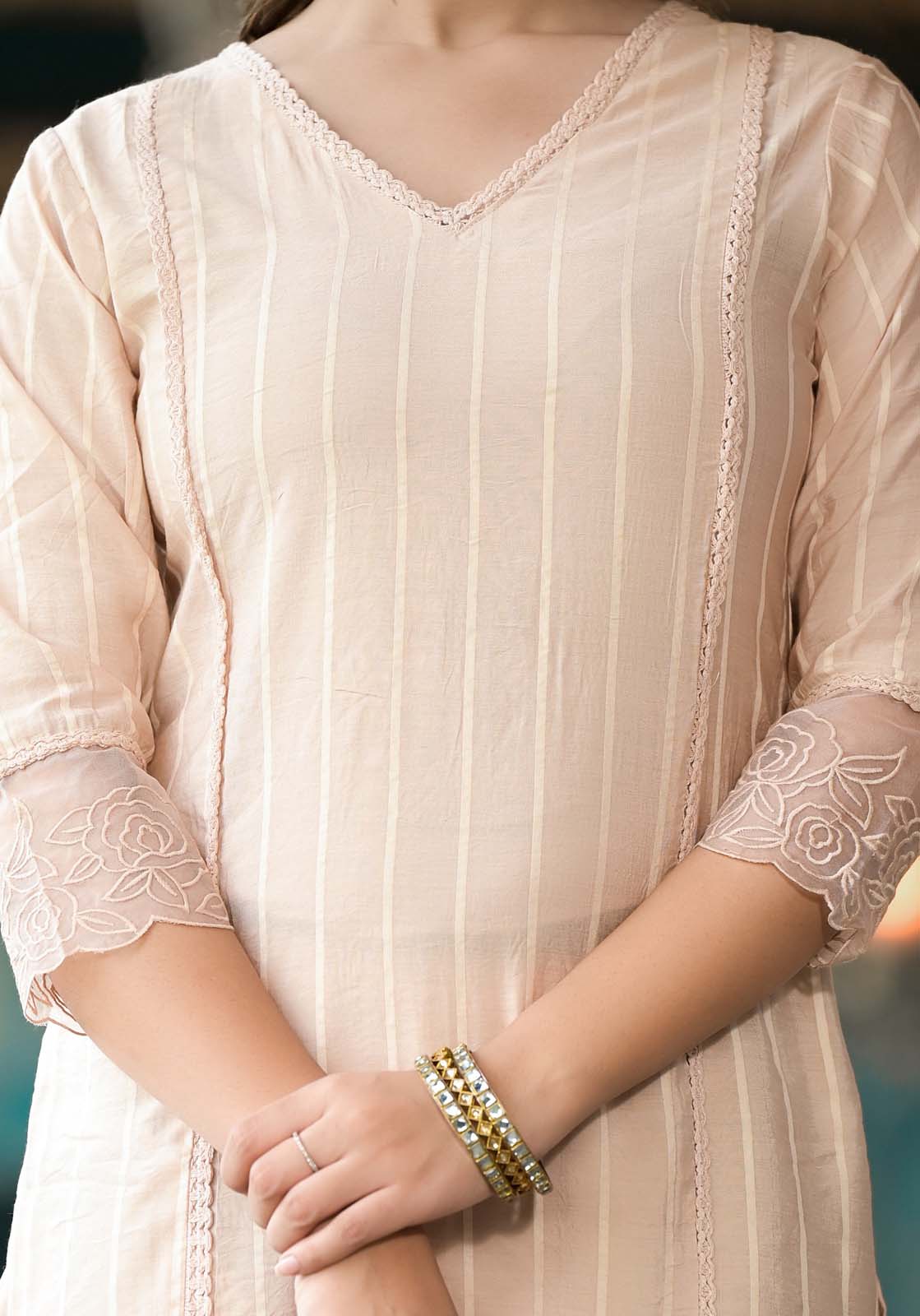Label Khoj Women Silk blend Kurta ,trouser and dupptta set