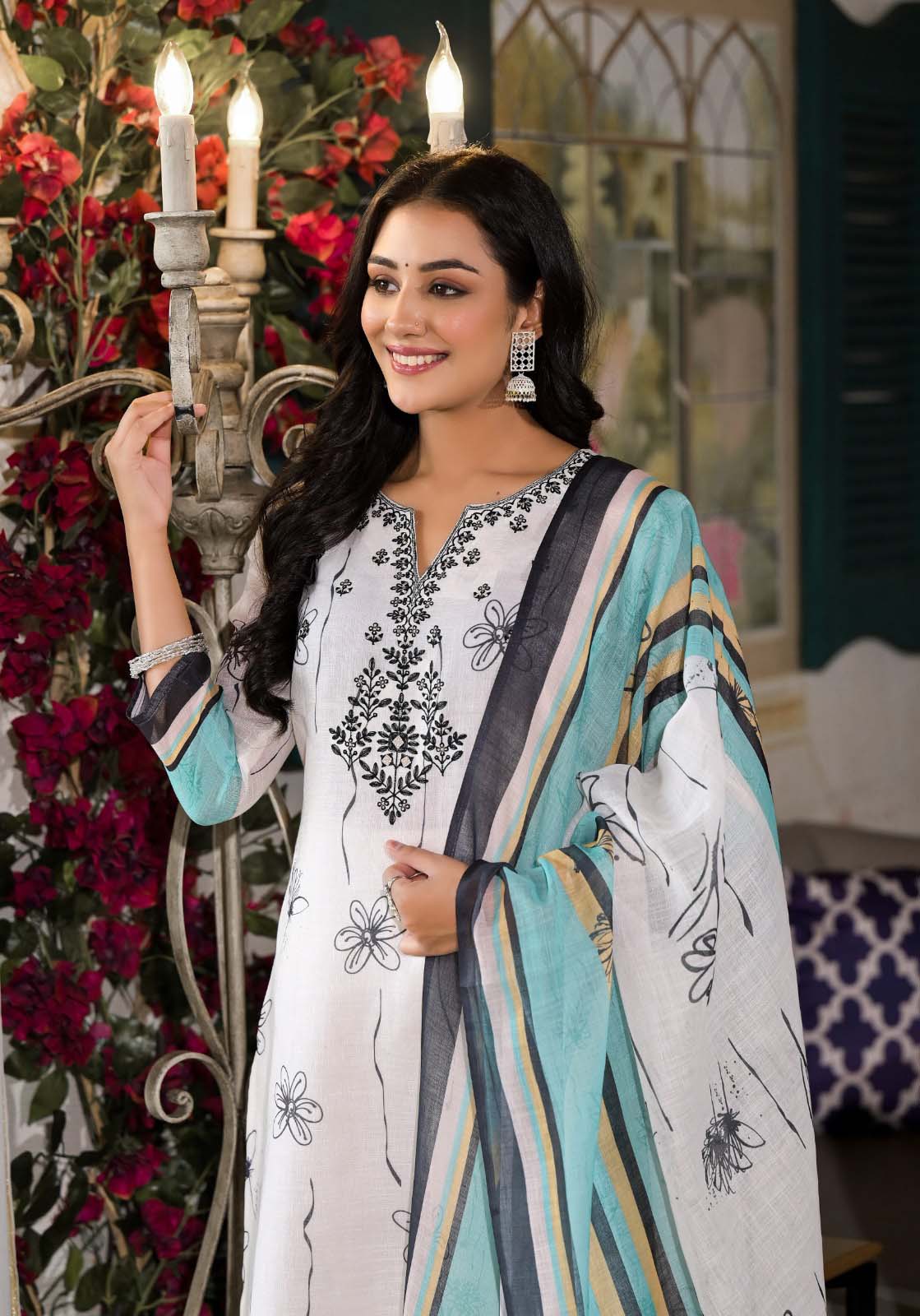 Label khoj lilen kurta , trouser and dupptta set