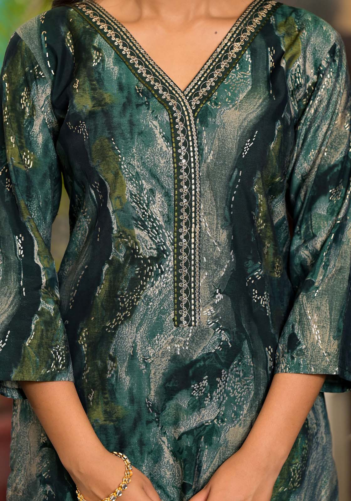 Label Khoj Women Modal silk Kurta ,trouser and dupptta set