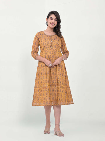 Label Khoj Women Silk Blend Printed Ethnic Dress