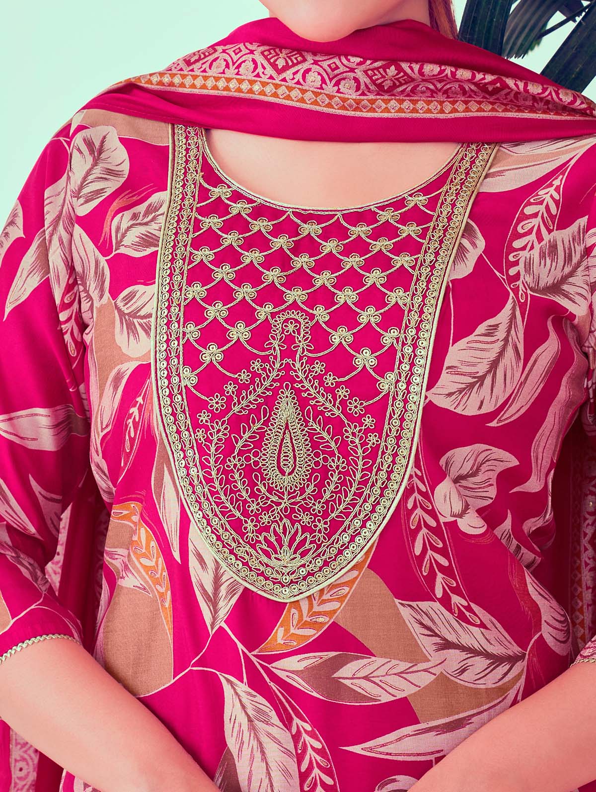 Label Khoj Women Modal silk Kurta ,trouser and dupptta set