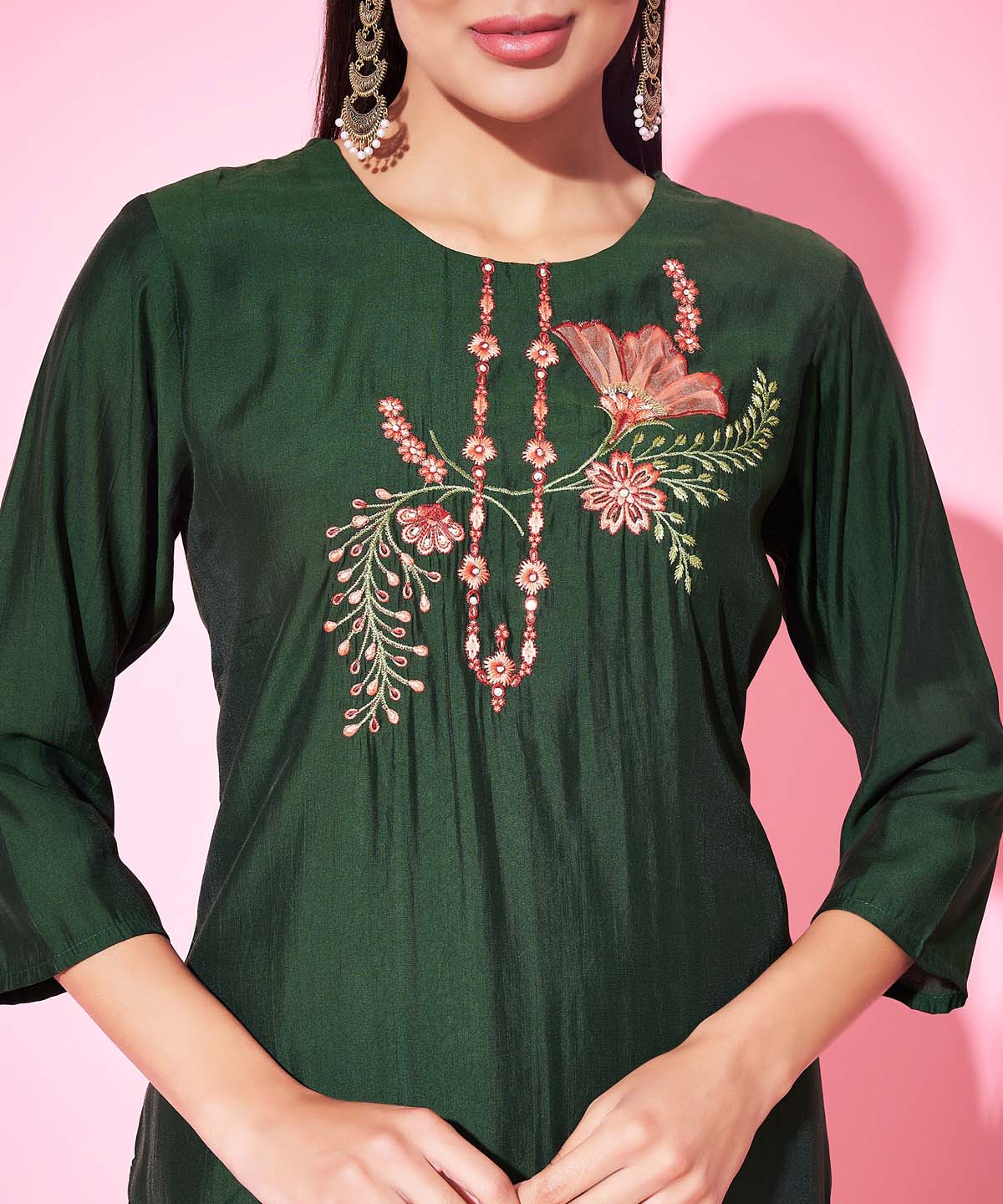 Label Khoj Women Silk Blend and embroidery Kurta with Trousers & Dupatta