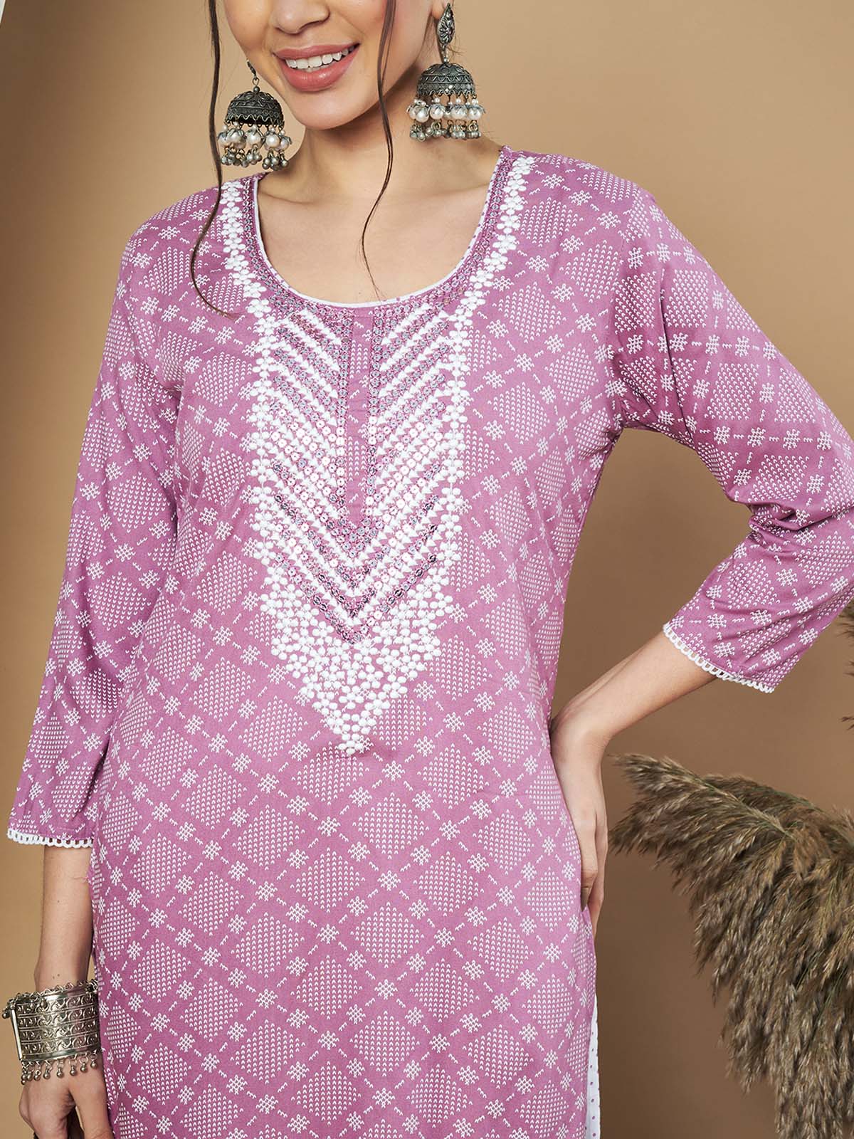 Label Khoj Ethnic Motifs Printed Sequins Embroidered Work Kurta,Trouser With  dupptta