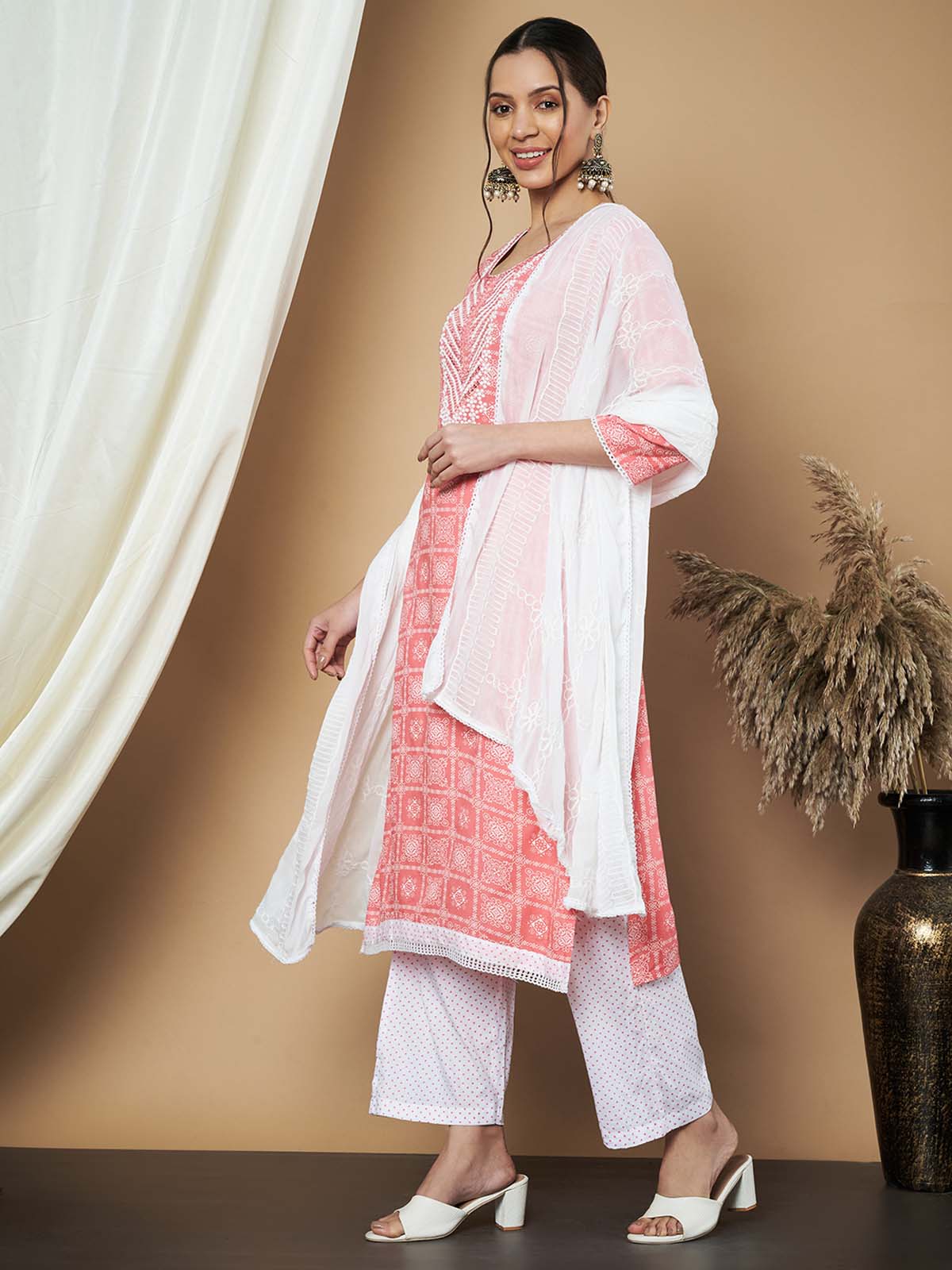Label Khoj Ethnic Motifs Printed Sequins Embroidered Work Kurta,Trouser With  dupptta