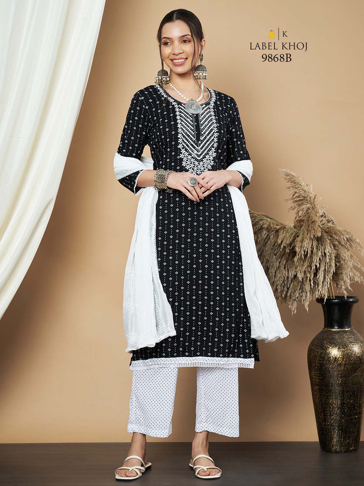 Label Khoj Ethnic Motifs Printed Sequins Embroidered Work Kurta,Trouser With  dupptta