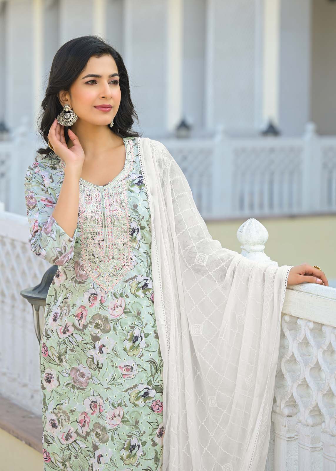 Label Khoj Women cotton kurta, trouser and dupptta set