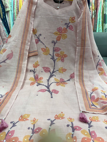 Label khoj lilen kurta , trouser and dupptta set