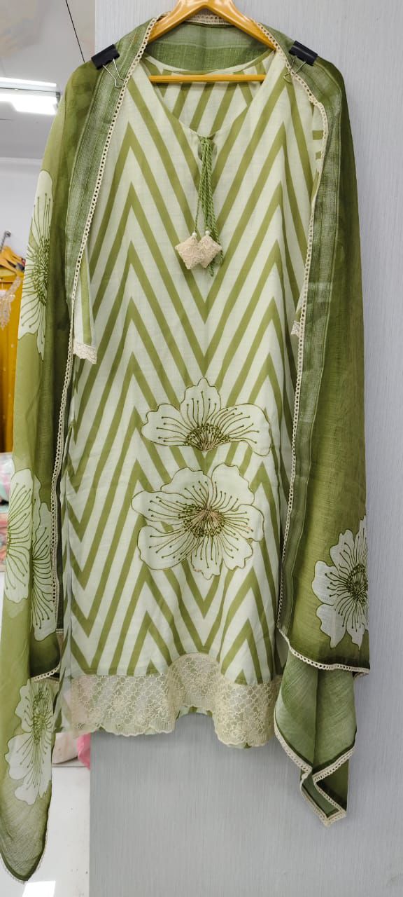 Label Khoj Women Lilen kurta, trouser and dupptta set