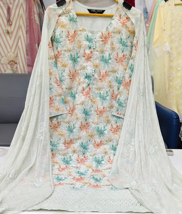 Label khoj chiffly print kurta with pant and dupatta