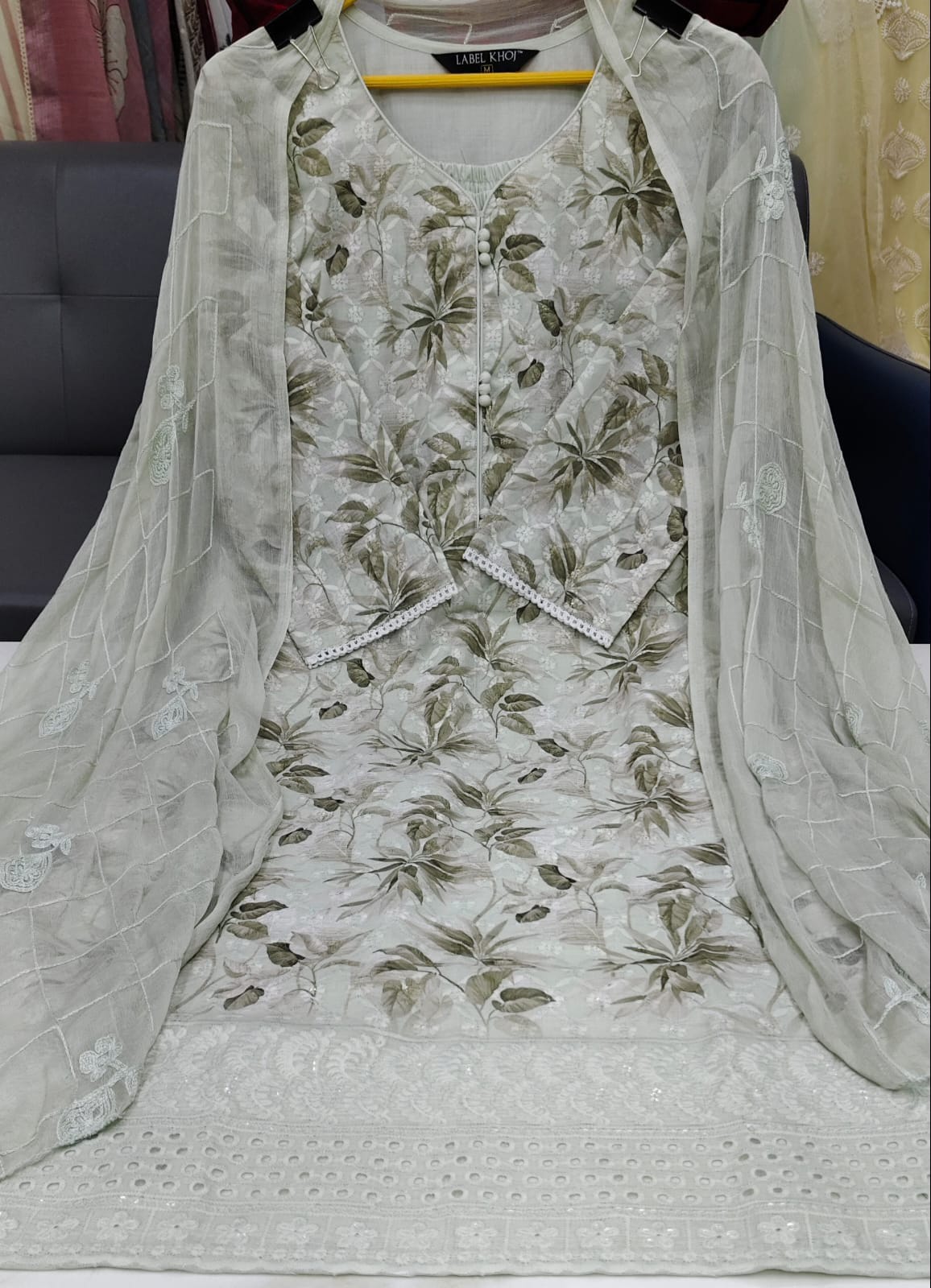 Label khoj chiffly print kurta with pant and dupatta