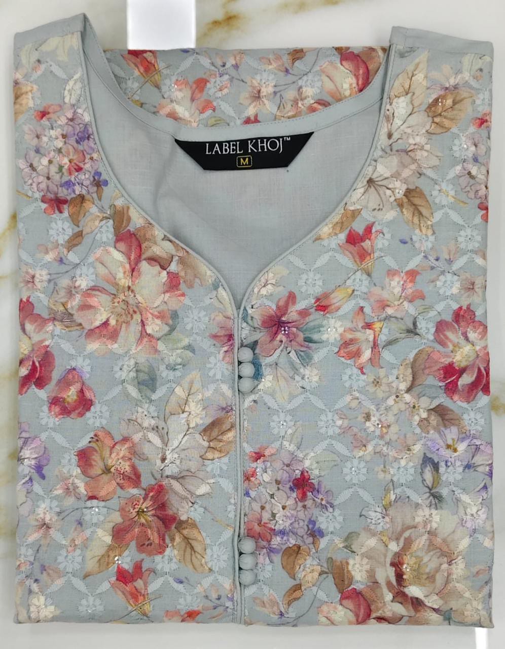 Label khoj chiffly print kurta with pant and dupatta