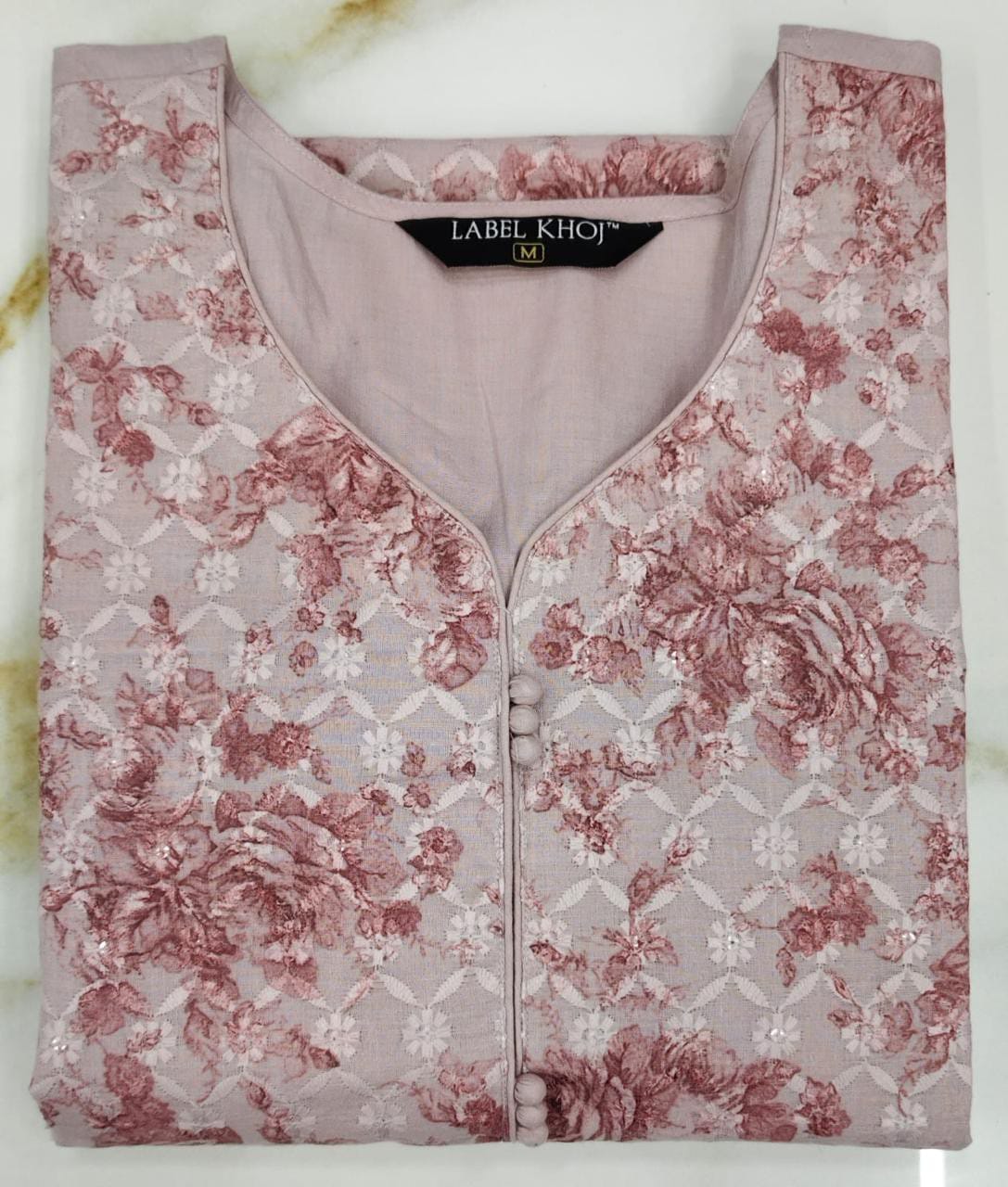 Label khoj chiffly print kurta with pant and dupatta
