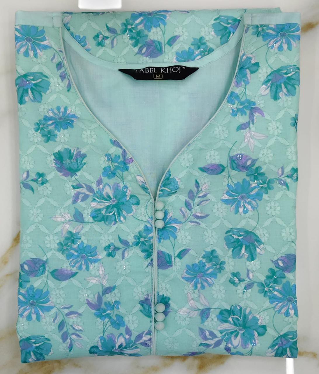Label khoj chiffly print kurta with pant and dupatta