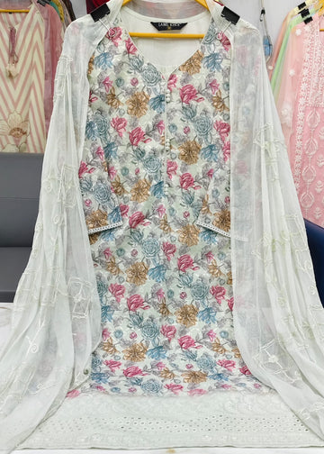 Label khoj chiffly print kurta with pant and dupatta