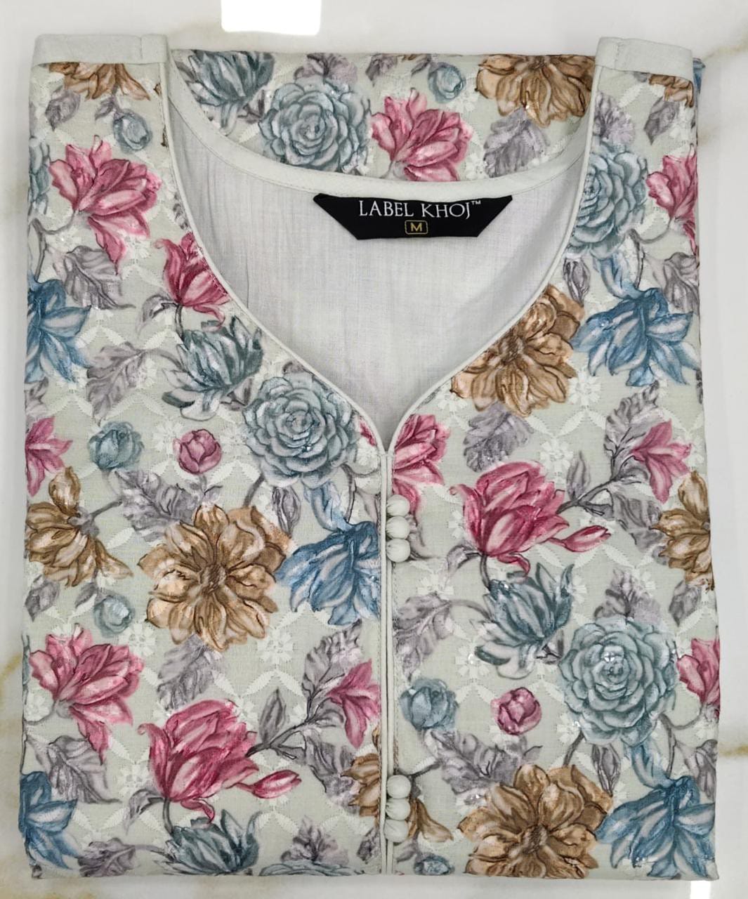 Label khoj chiffly print kurta with pant and dupatta