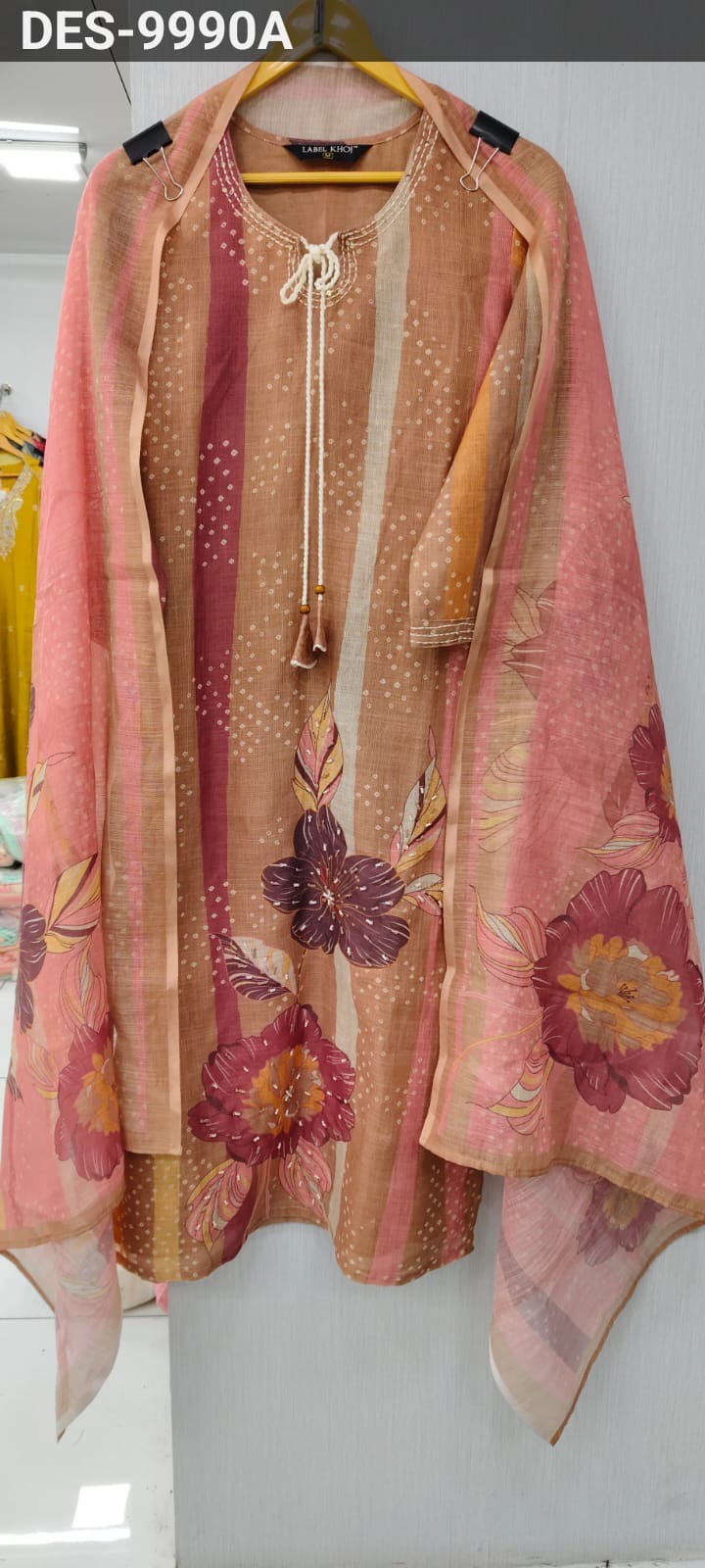 Label Khoj Women Lilen kurta, trouser and dupptta set