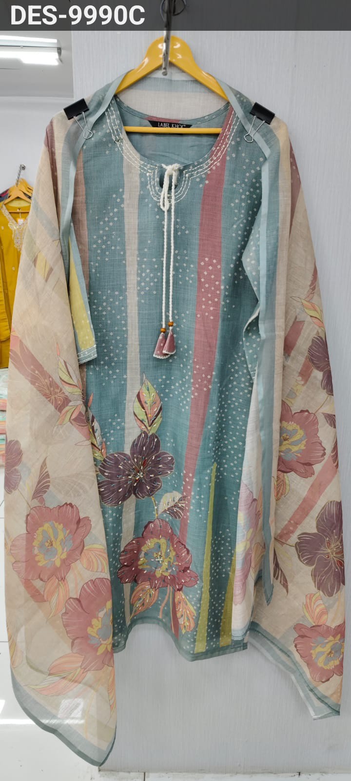 Label Khoj Women Lilen kurta, trouser and dupptta set
