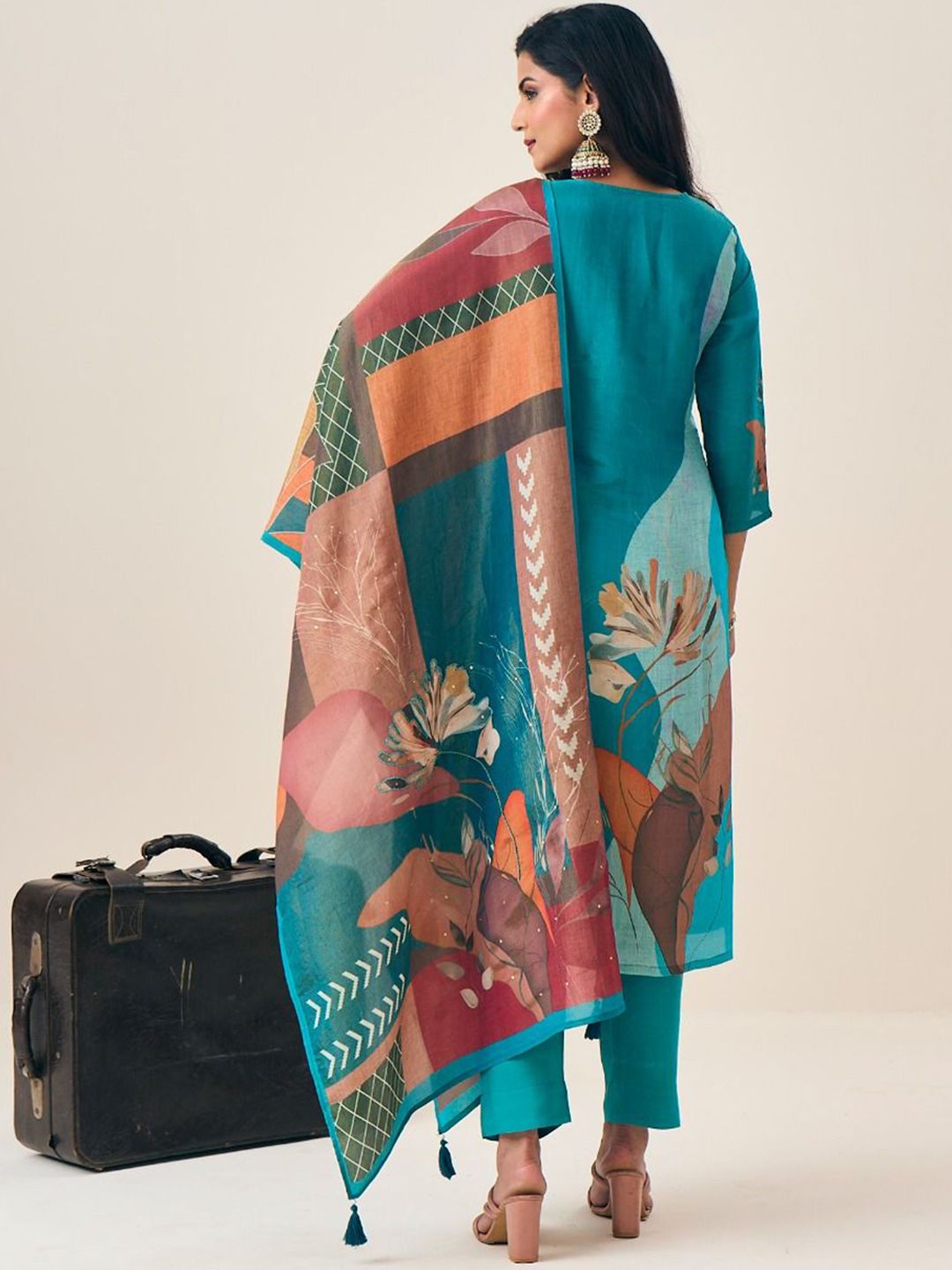 Label khoj Pure viscose tissue silk with heavy hand work kurta set