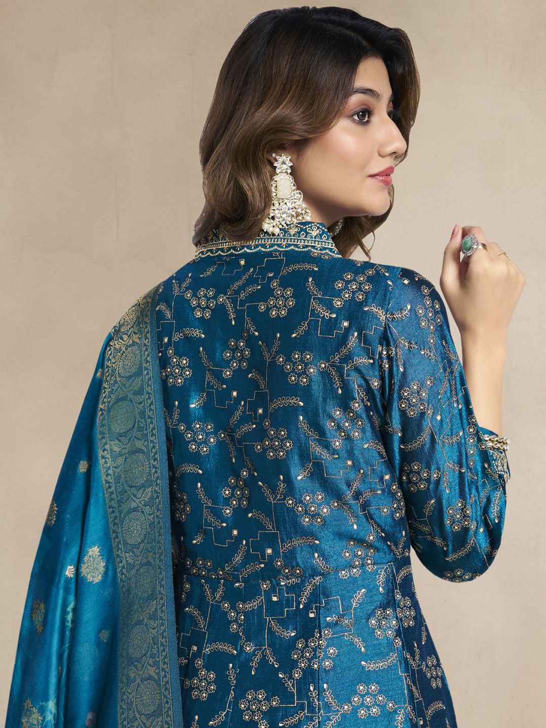Label khoj Beautiful Anarkali kurta With Pant and Dupatta Set